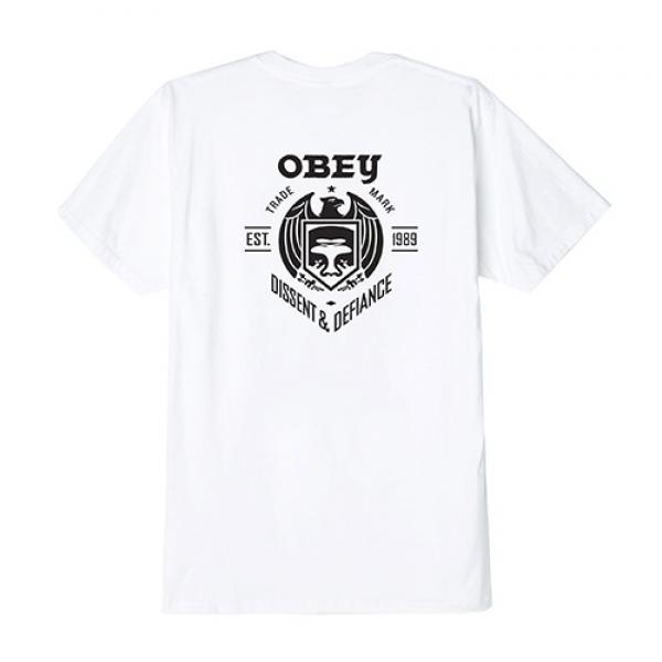 (163081780)OBEY DISSENT & DEFIANCE EAGLE TEE-WHT